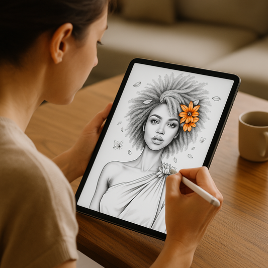 40 Floral Hairstyle Coloring Pages – Instant Download PDF for Hair Stylists