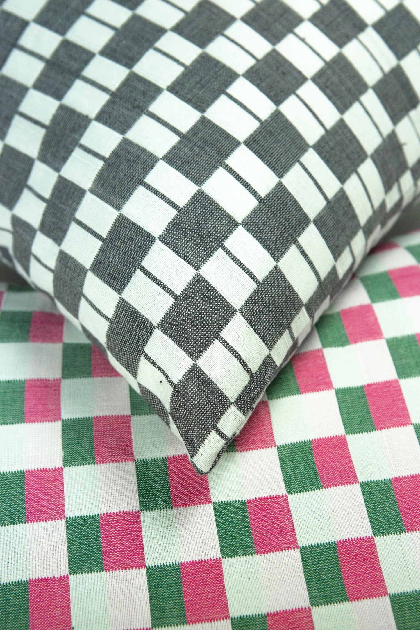 SUJANI PILLOW - BLACK & WHITE CHECKERED PILLOW