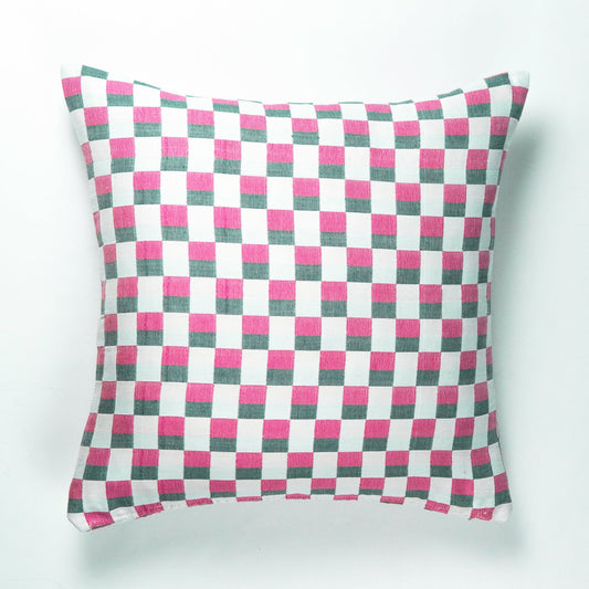 SUJANI PILLOW - GREEN & PINK CHECKERED