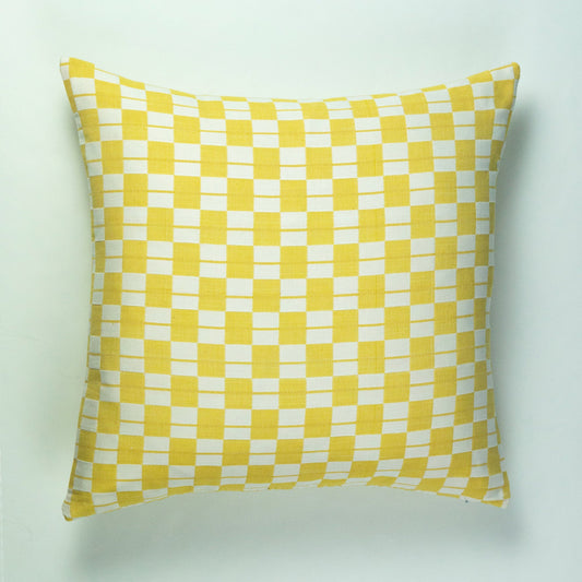 SUJANI PILLOW - YELLOW & WHITE CHECKERED