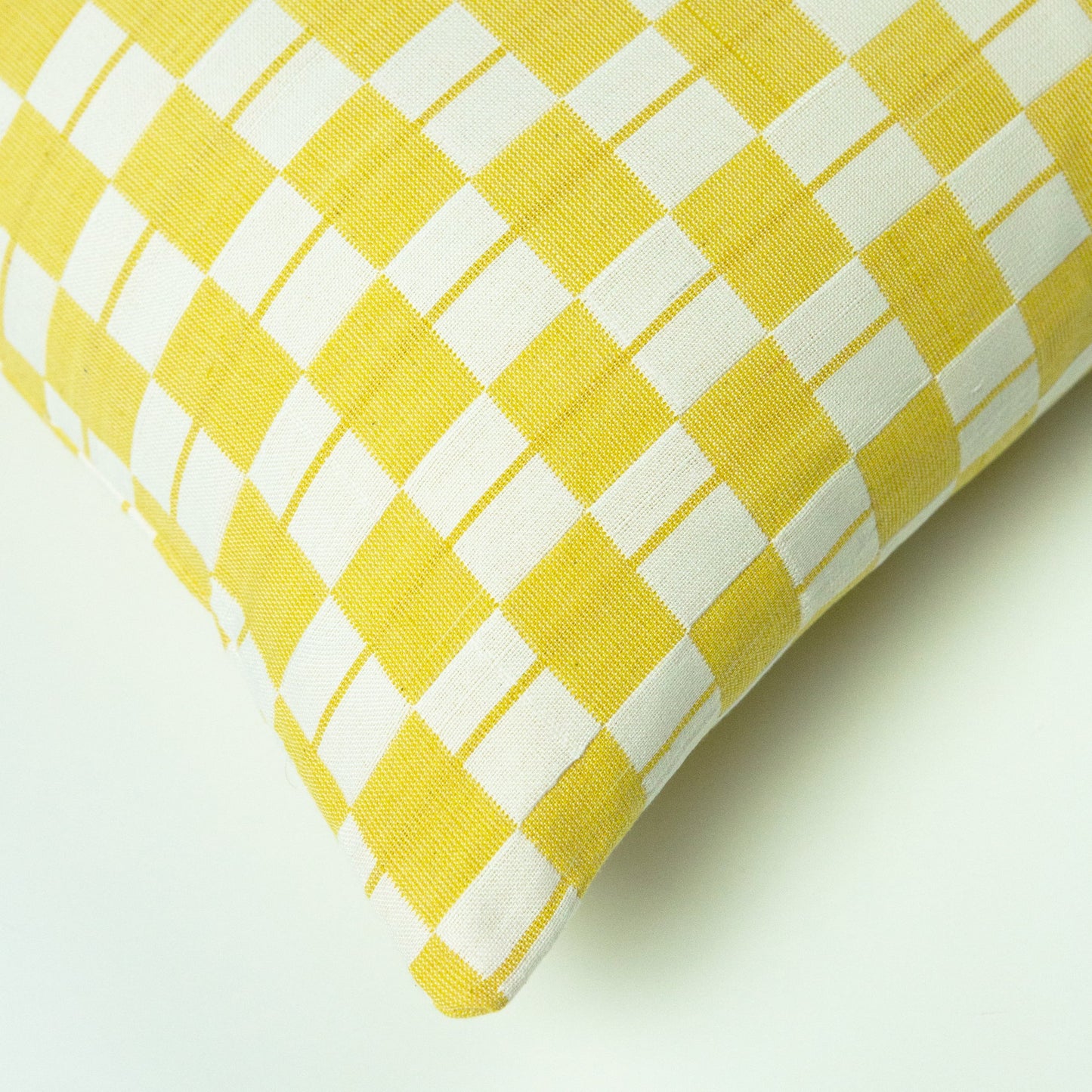 SUJANI PILLOW - YELLOW & WHITE CHECKERED
