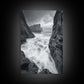 STORMY COAST, CRASHING WAVES, OCEAN DRAMA, FRAMED CANVAS PRINT, LIVING ROOM WALL ART, BOLD SEASCAPE PHOTOGRAPHY, MONOCHROME MODERN ART