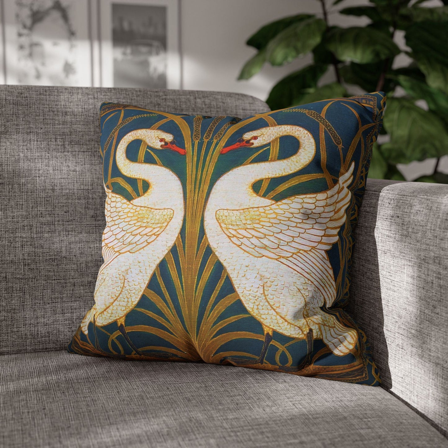 SWAN, RUSH AND IRIS THROW PILLOW