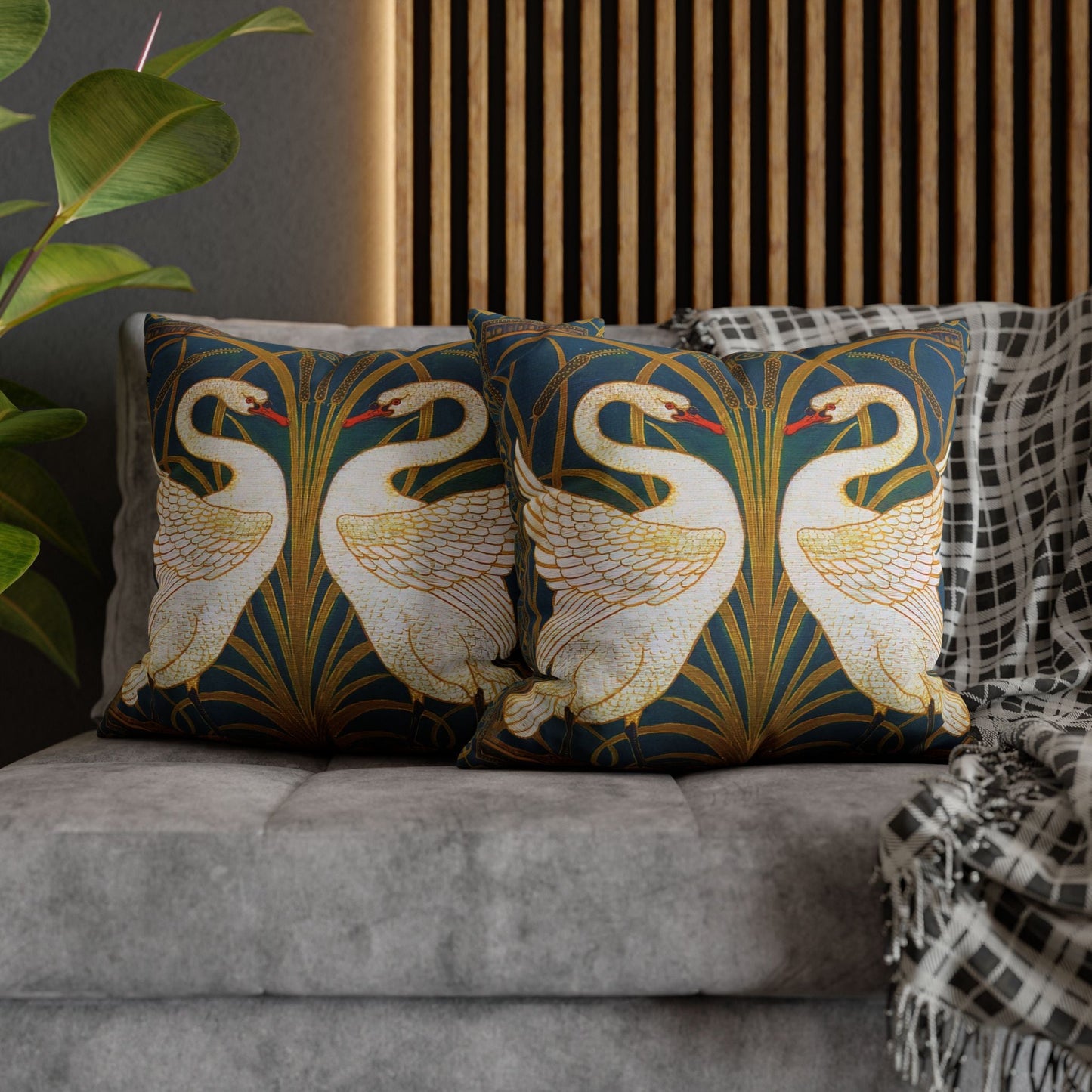 SWAN, RUSH AND IRIS THROW PILLOW