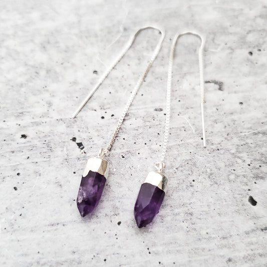 CRYSTAL THREADER LONG DANGLE STATEMENT EARRINGS