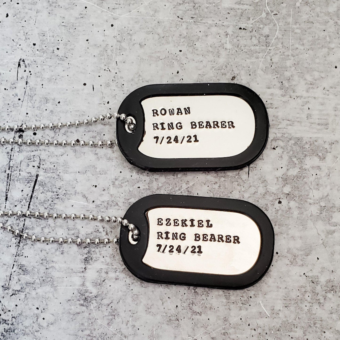 CUSTOM RING BEARER DOG TAG SILVER NECKLACE