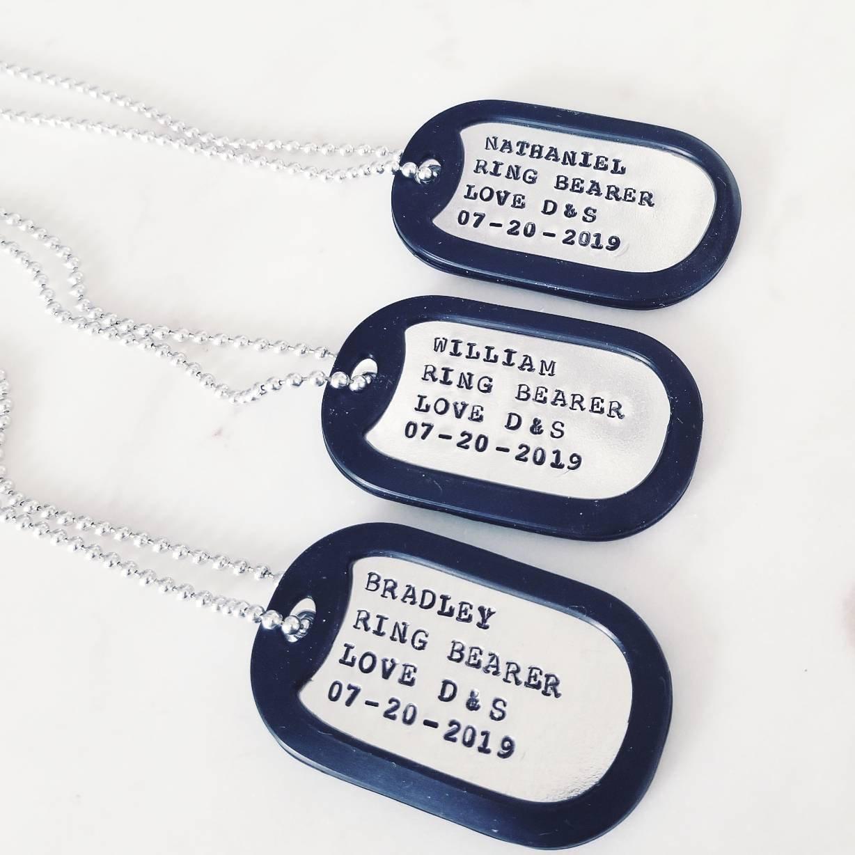 CUSTOM RING BEARER DOG TAG SILVER NECKLACE