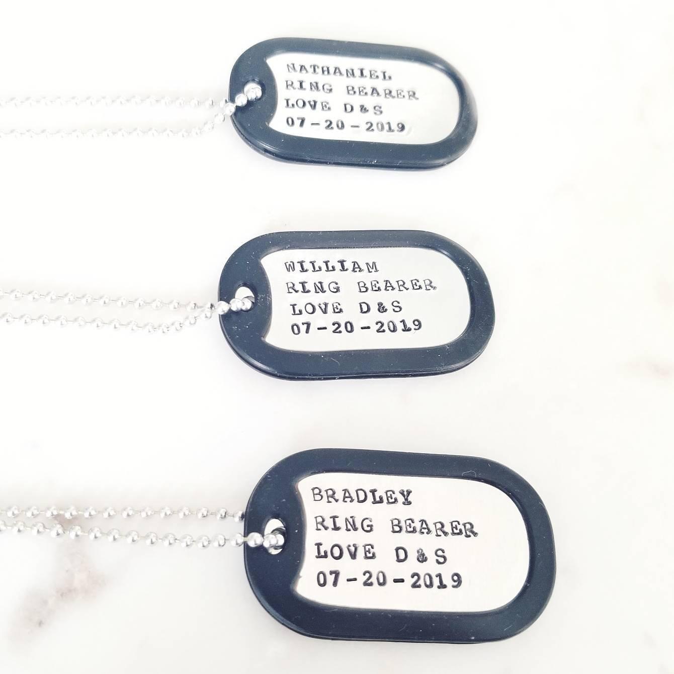 CUSTOM RING BEARER DOG TAG SILVER NECKLACE