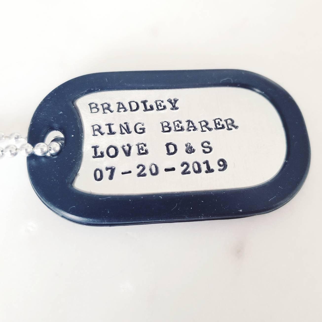 CUSTOM RING BEARER DOG TAG SILVER NECKLACE