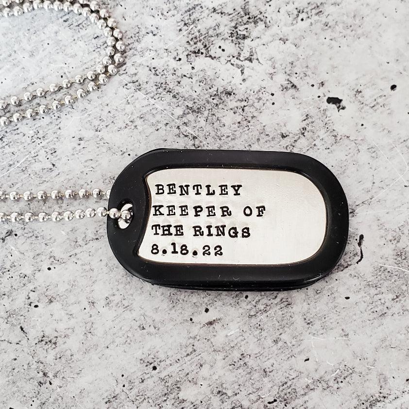 CUSTOM RING BEARER DOG TAG SILVER NECKLACE