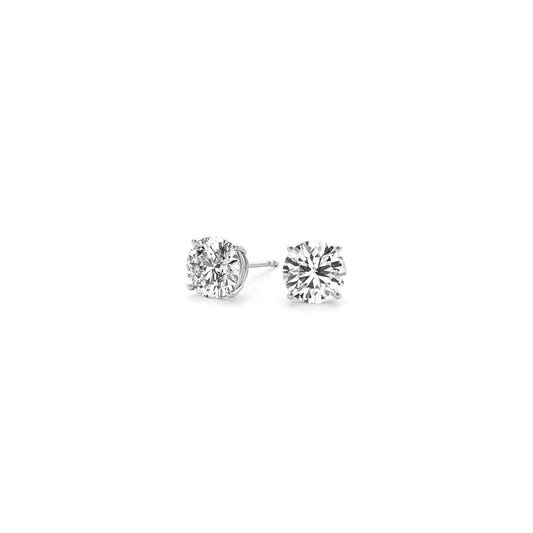 1 CTTW CERTIFIED IGI LAB GROWN ROUND DIAMOND STUD EARRINGS 14K WHITE GOLD(G/VS2)
