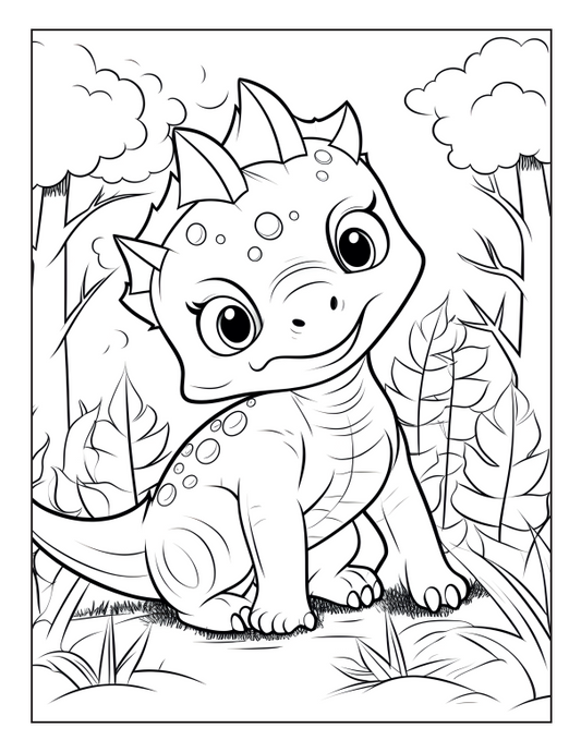50 Cute Dinosaur Coloring Pages – Instant Download PDF