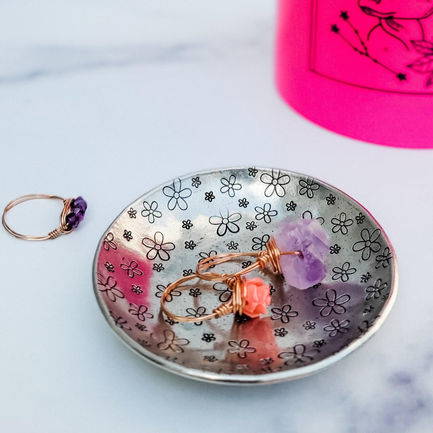 DAISY PEWTER RING DISH