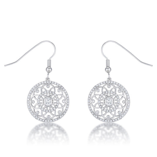 .95 CT INTERLOCKING CIRCLE AND CZ EARRINGS