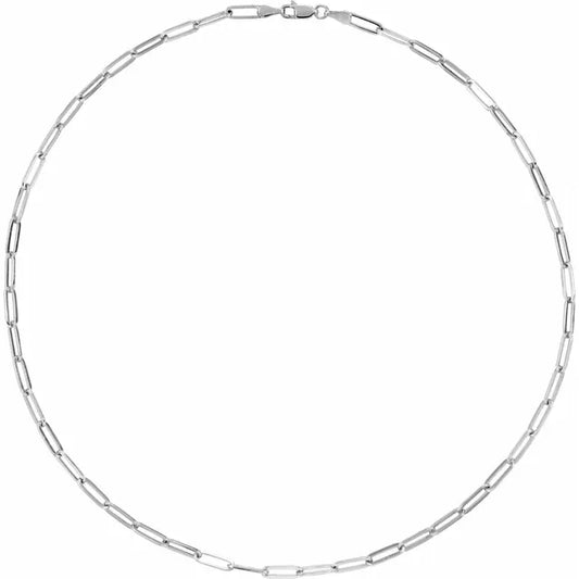 STERLING SILVER 3.85 MM PAPERCLIP-STYLE 7 CHAIN