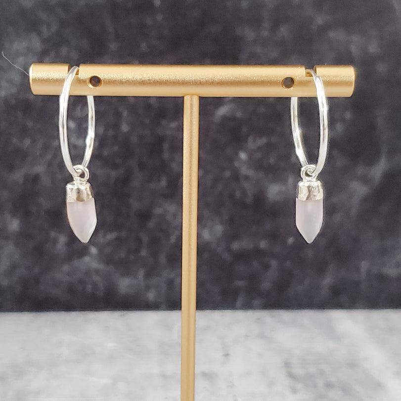 GEMSTONE SPIKE ENDLESS HOOP EARRINGS