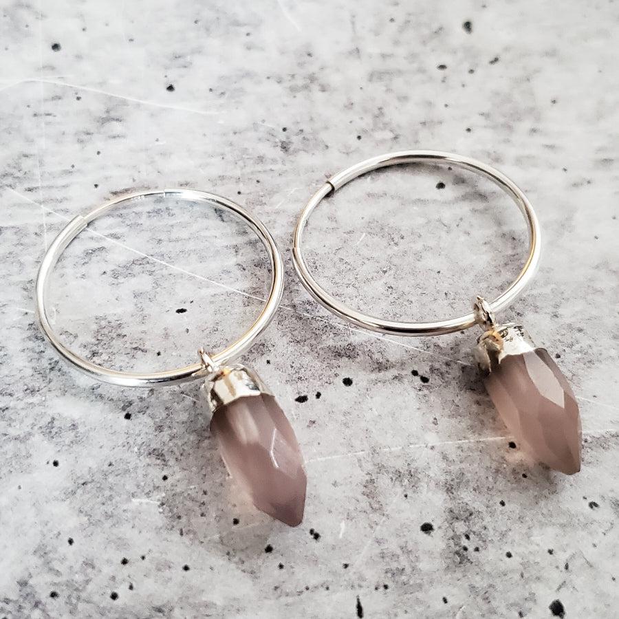 GEMSTONE SPIKE ENDLESS HOOP EARRINGS
