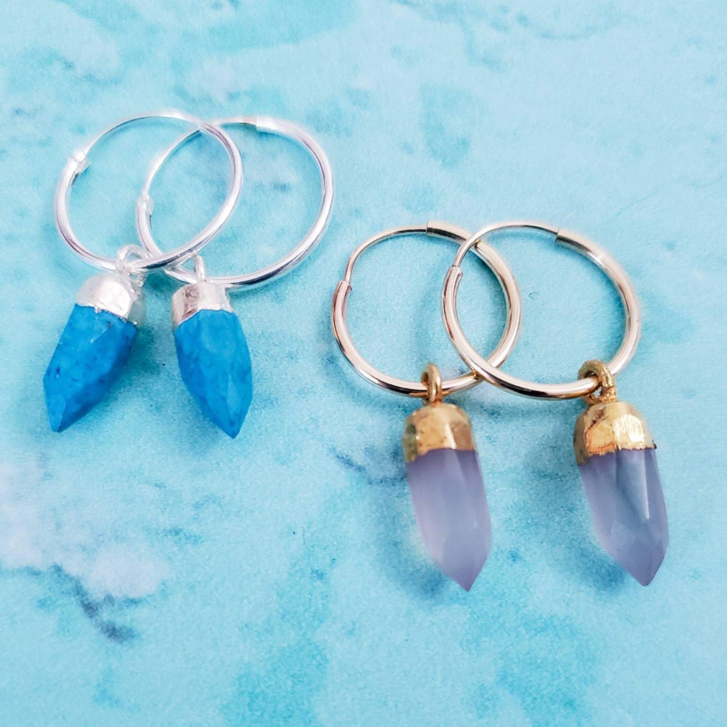 GEMSTONE SPIKE ENDLESS HOOP EARRINGS