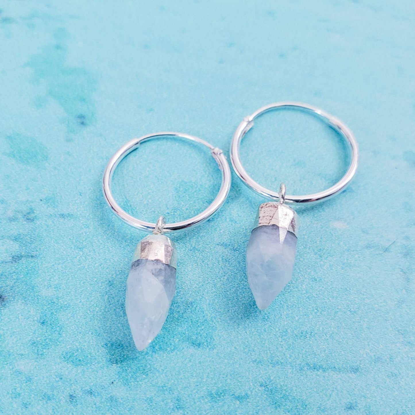 GEMSTONE SPIKE ENDLESS HOOP EARRINGS