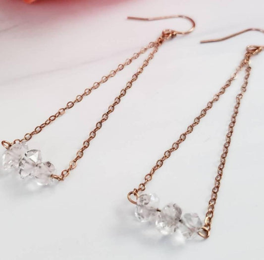 HERKIMER DIAMOND BAR DANGLE EARRINGS