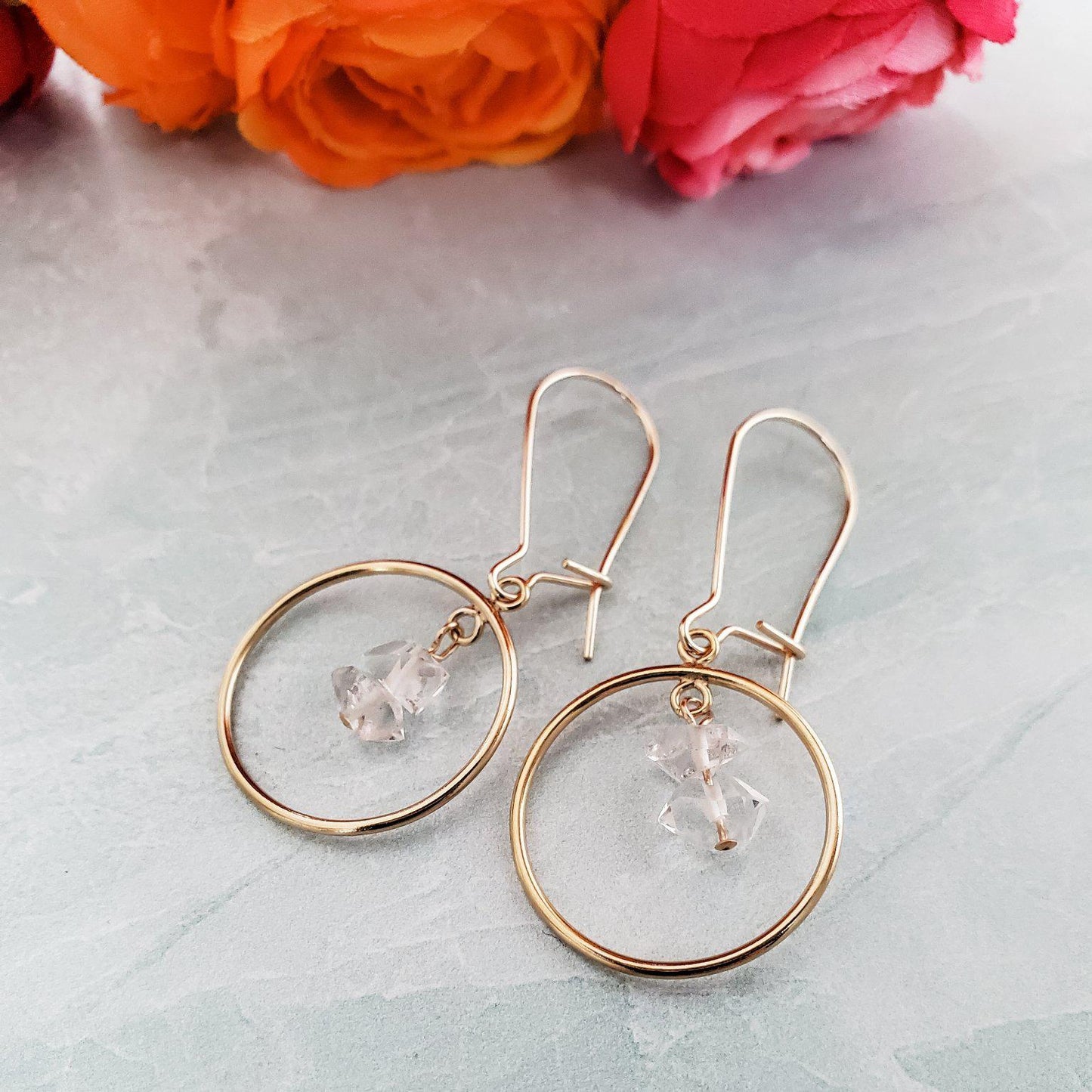 HERKIMER DIAMOND CHANDELIER HOOP EARRINGS