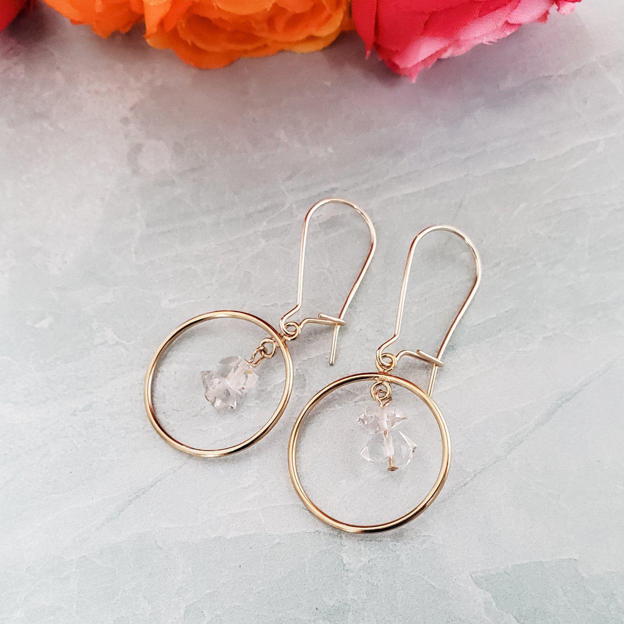 HERKIMER DIAMOND CHANDELIER HOOP EARRINGS