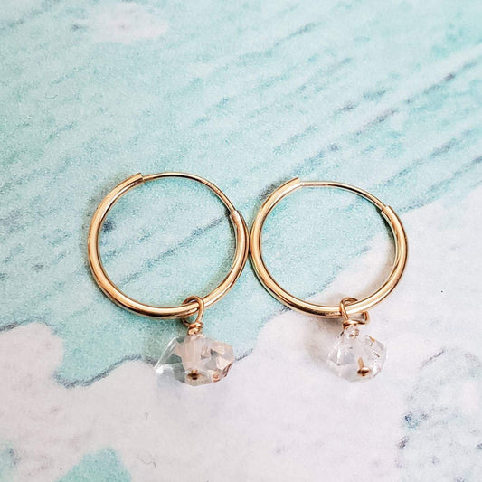 HERKIMER DIAMOND MINIMALIST HOOP EARRINGS
