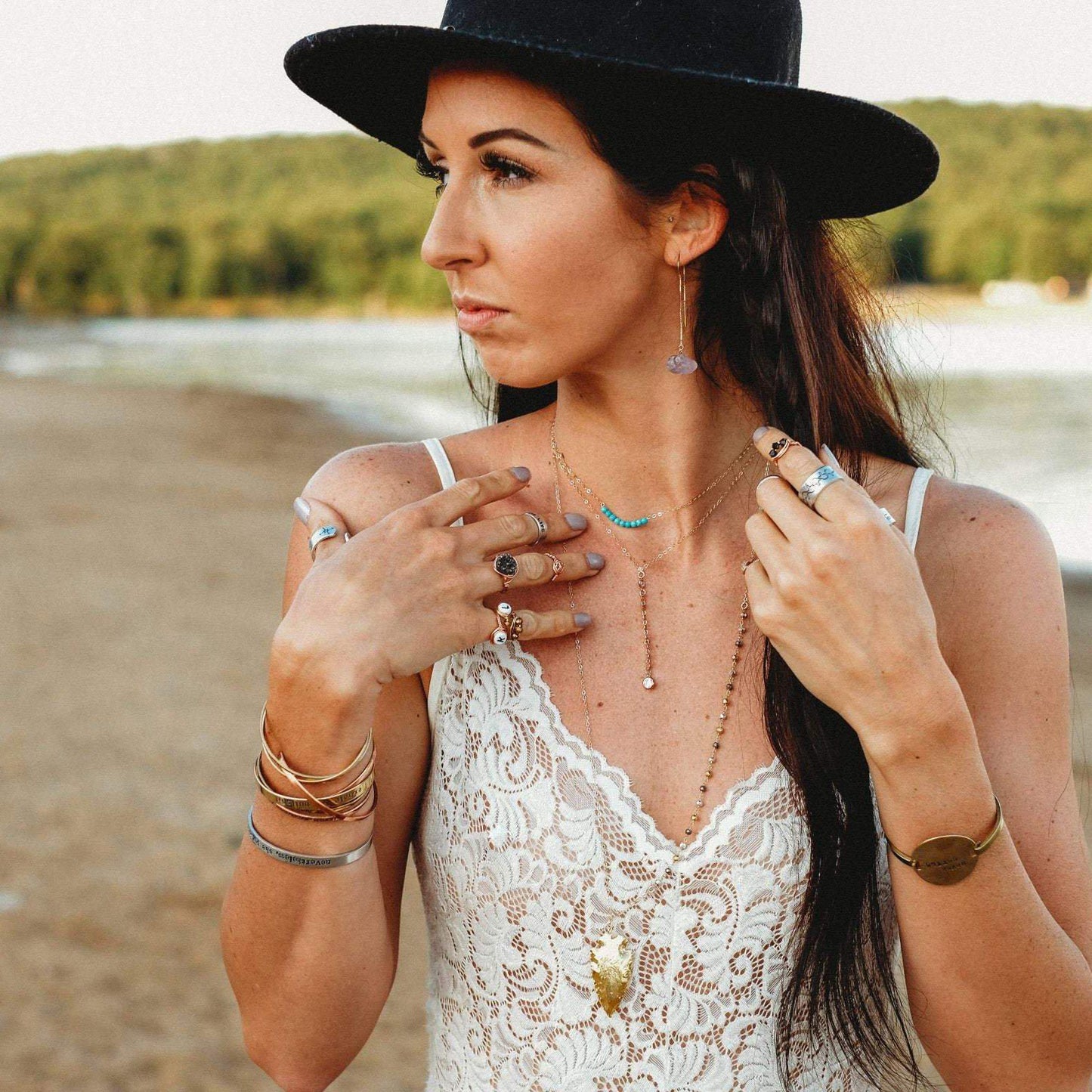 HERKIMER DIAMOND WIRE WRAPPED STACKING RING