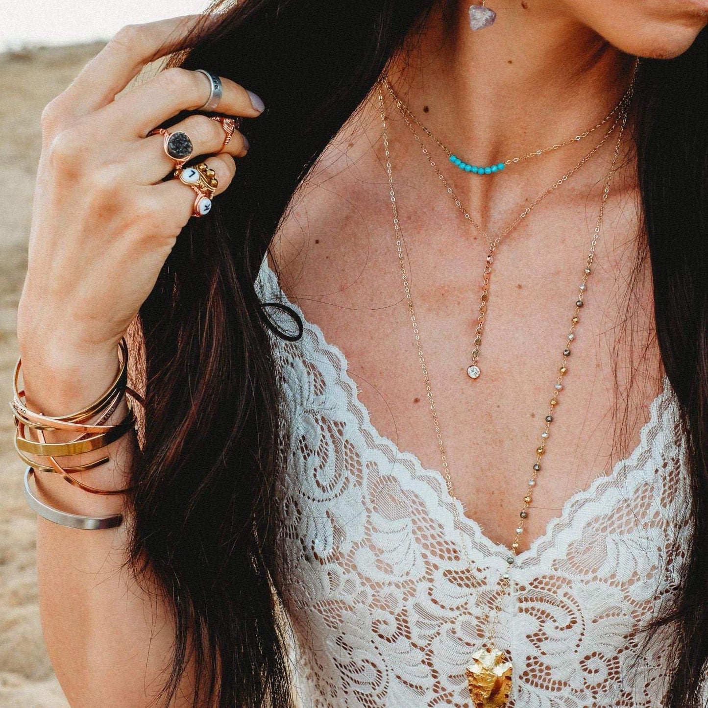 HERKIMER DIAMOND WIRE WRAPPED STACKING RING