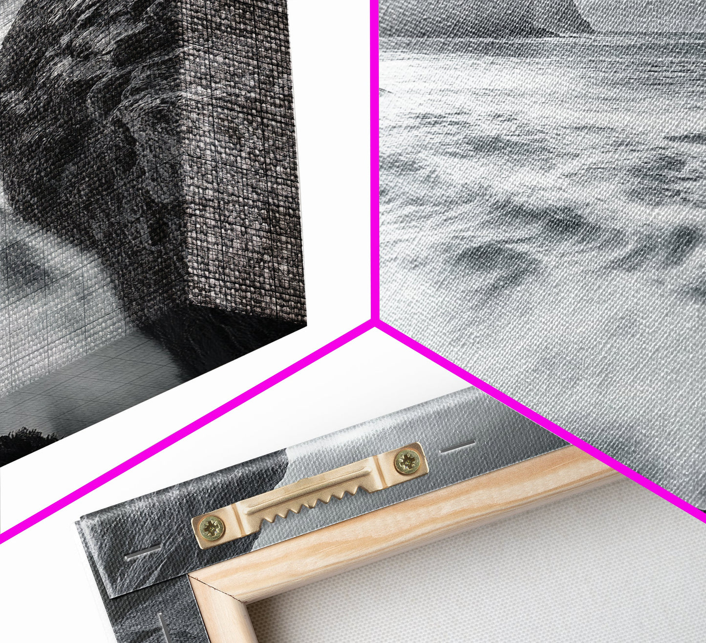 STORMY COAST, CRASHING WAVES, OCEAN DRAMA, FRAMED CANVAS PRINT, LIVING ROOM WALL ART, BOLD SEASCAPE PHOTOGRAPHY, MONOCHROME MODERN ART