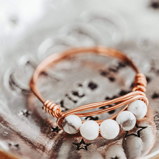 HOWLITE BEADS RING