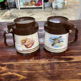 Pair Brown Theme Serv Mugs with Lid