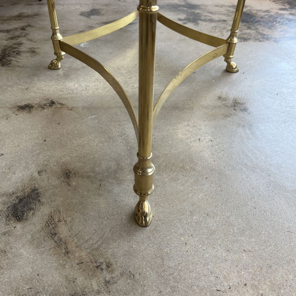 MID CENTURY GOLD + GLASS COFFEE TABLE-Thriftique Marketplace