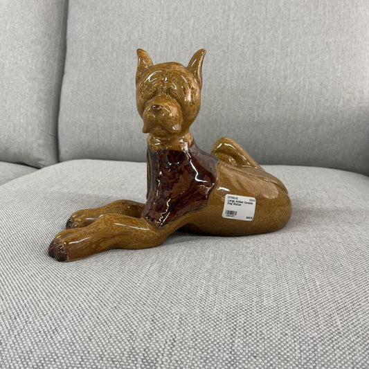 LARGE AMBER CERAMIC DOG STATUE-Thriftique Marketplace