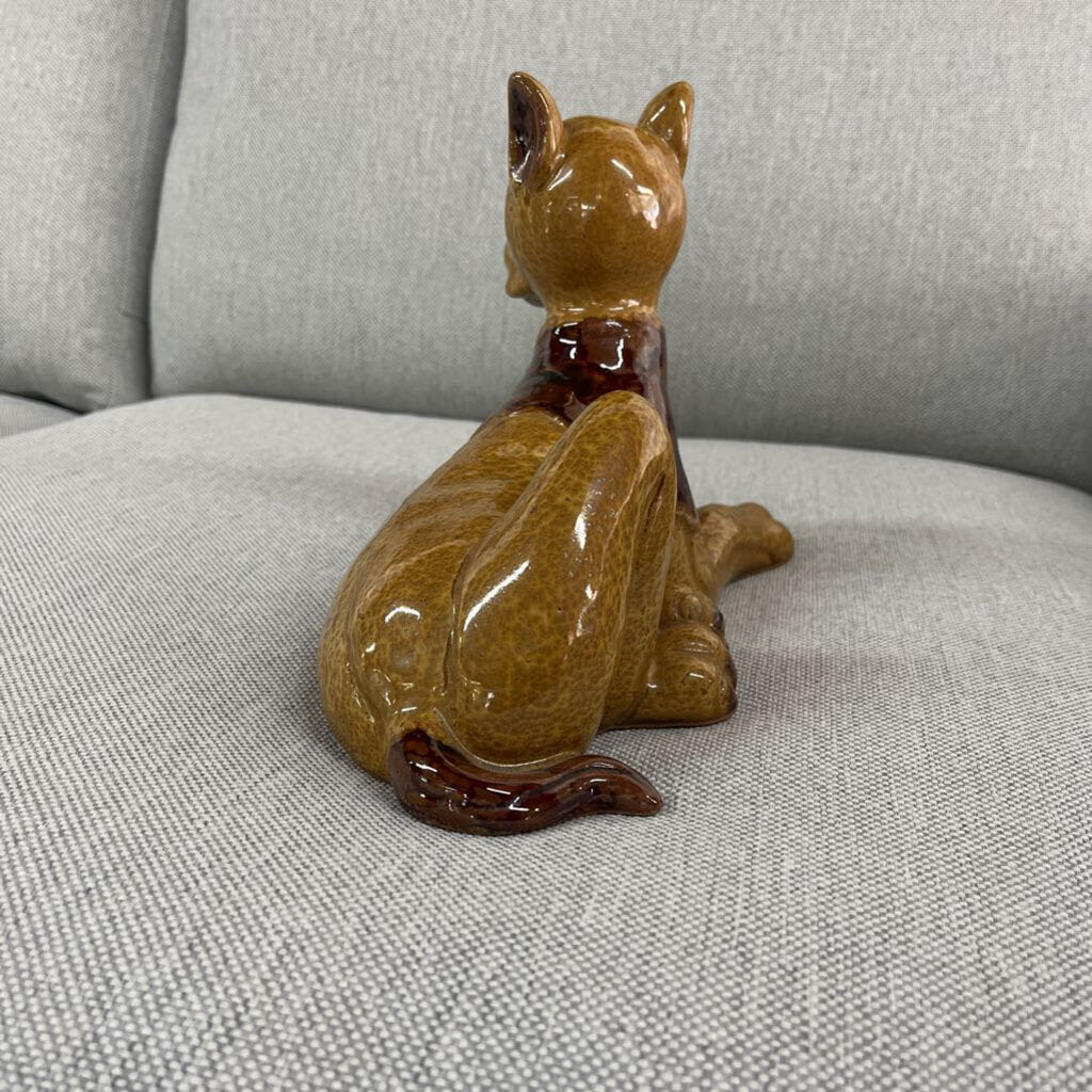 LARGE AMBER CERAMIC DOG STATUE-Thriftique Marketplace