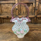 FENTON FRENCH OPALESCENT SPIRAL BASKET