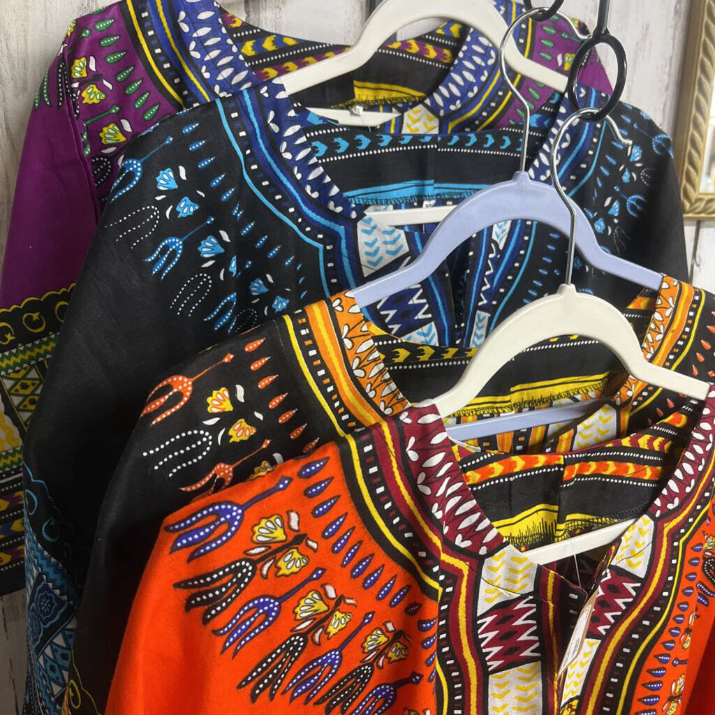 SHORT SLEEVE AFRICAN DISHAKI-Thriftique Marketplace