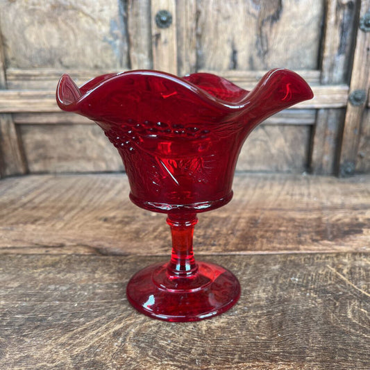 VINTAGE RUBY RED STRAWBERRY DISH-Thriftique Marketplace