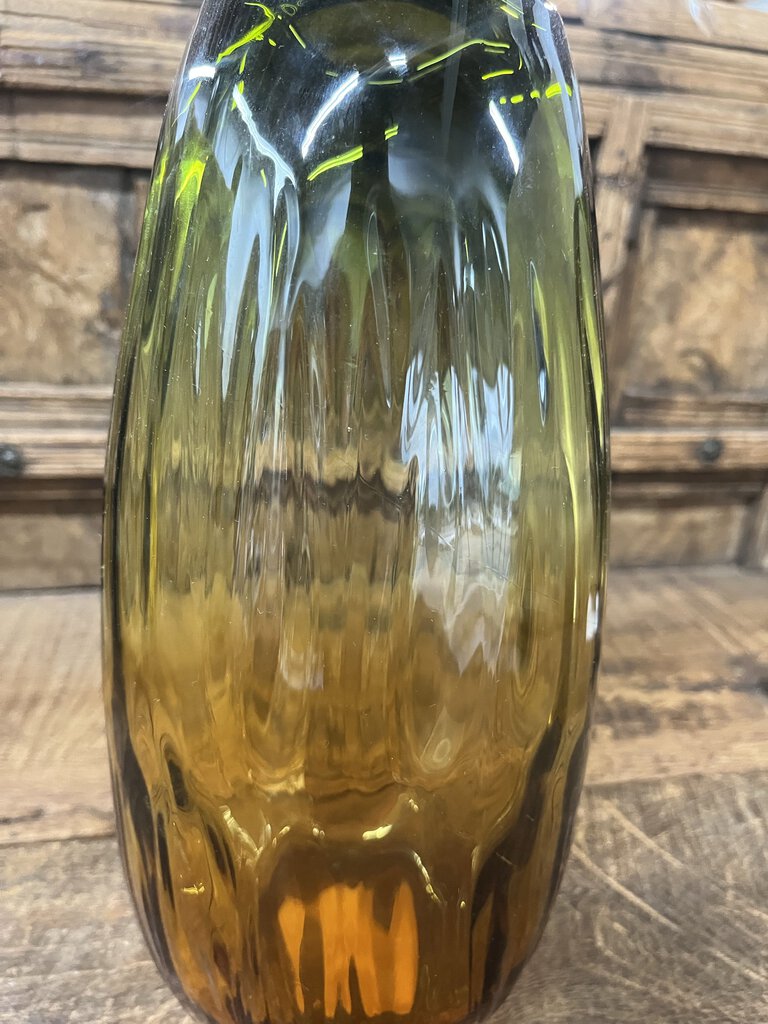 VINTAGE GREEN AMBER VASE-Thriftique Marketplace