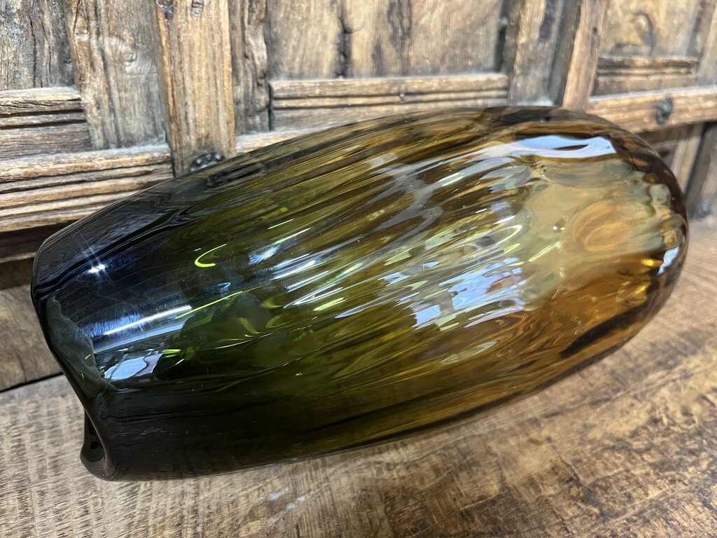 VINTAGE GREEN AMBER VASE-Thriftique Marketplace