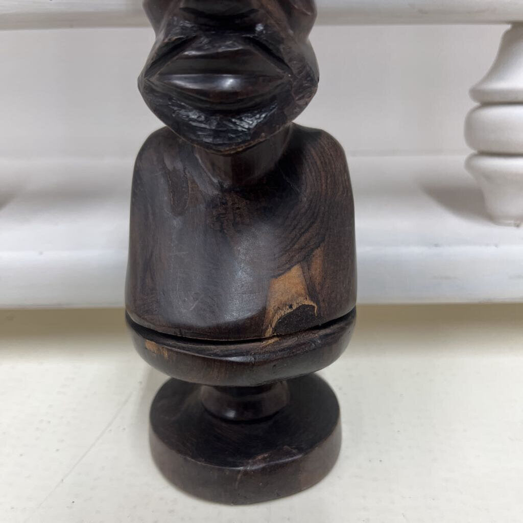 PAIR CARVED EBONY WOOD MEN/WOMEN CANDLEHOLDERS-Thriftique Marketplace