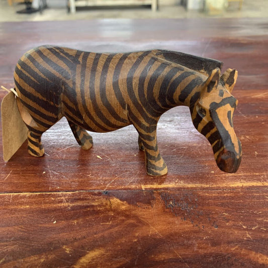 SMALL WOOD CARVED ZEBRA