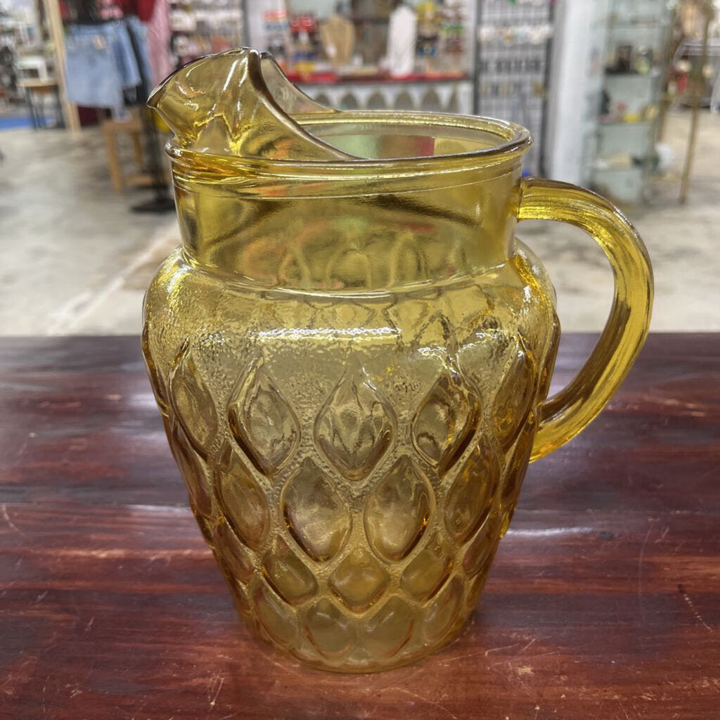 VINTAGE AMBER YELLOW TEARDROP PITCHER-Thriftique Marketplace