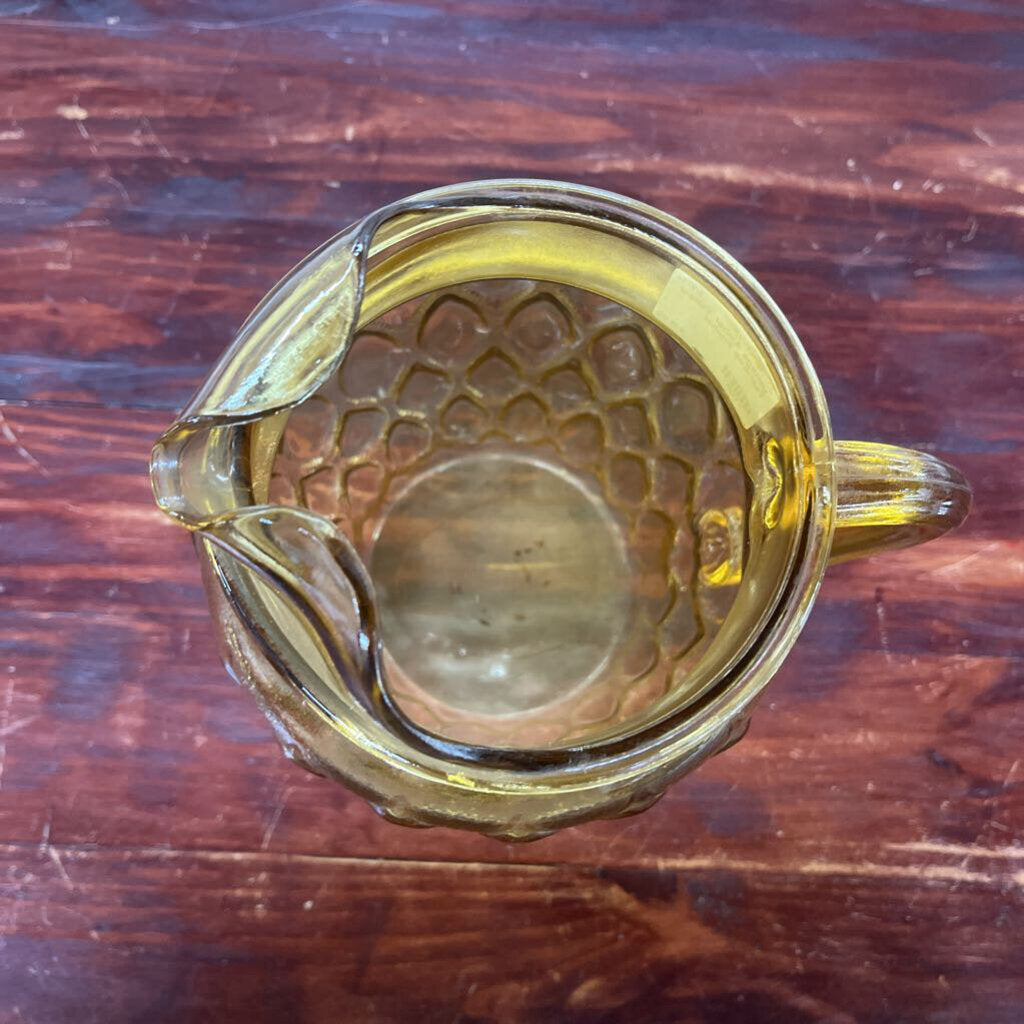 VINTAGE AMBER YELLOW TEARDROP PITCHER-Thriftique Marketplace