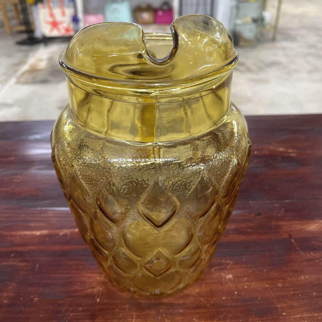 VINTAGE AMBER YELLOW TEARDROP PITCHER-Thriftique Marketplace