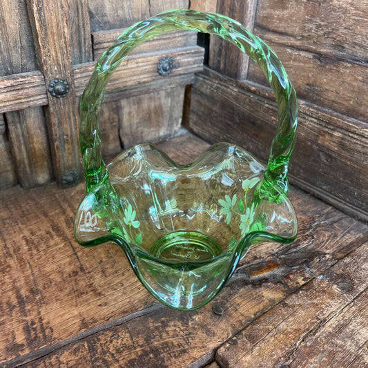 FENTON DAYBREAK ON FERN GREEN BASKET-Thriftique Marketplace