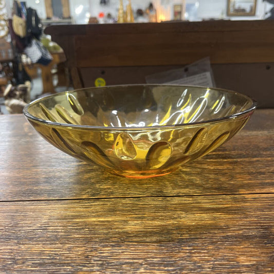 VINTAGE HAZEL WEAR LYRIC GOLD AMBER BOWL