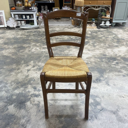 VINTAGE RUSH SEAT CHAIR WITH CABRIOLE LEGS