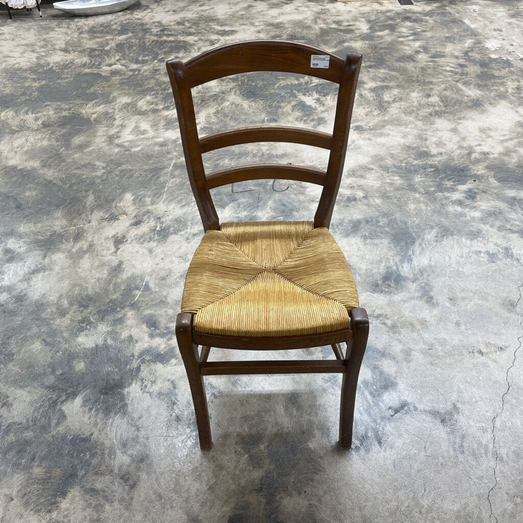VINTAGE RUSH SEAT CHAIR WITH CABRIOLE LEGS
