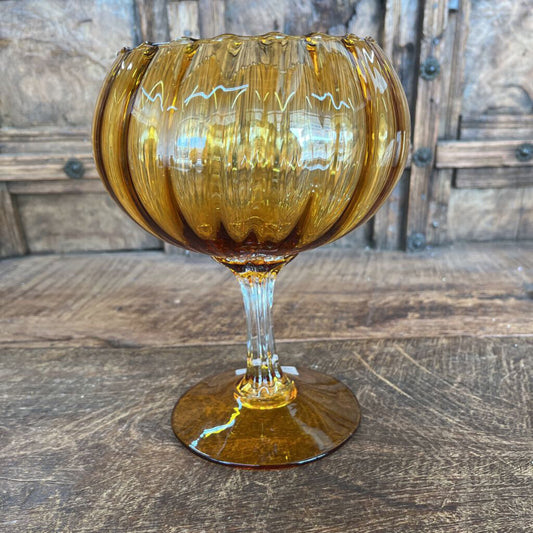 VINTAGE EMPOLI BLOWN GLASS OPTIC VASE